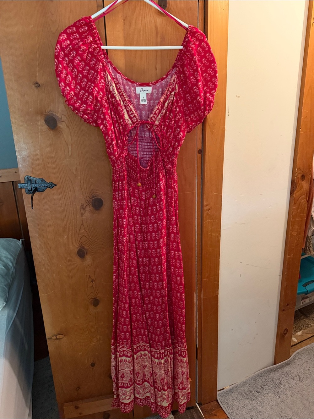 Jopna Pink-Red Floral Boho Maxi Dress